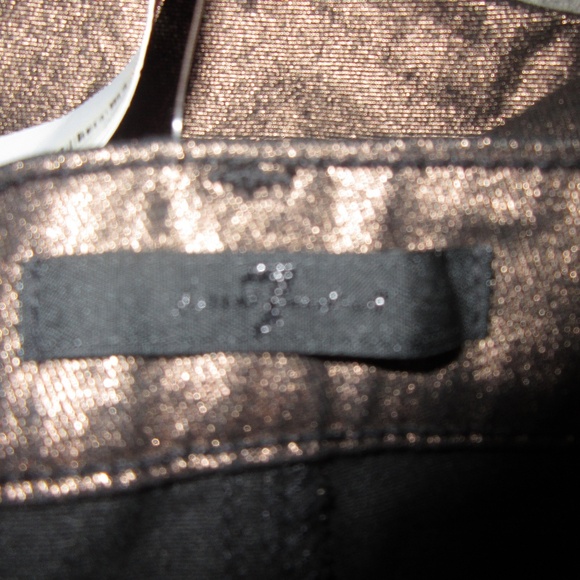 7 For All Mankind Metallic Bronze Skinny Jeans. - Picture 8 of 14